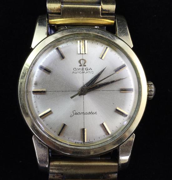 A gentlemans 1970s? gold plated and steel Omega Seamaster automatic wrist watch,